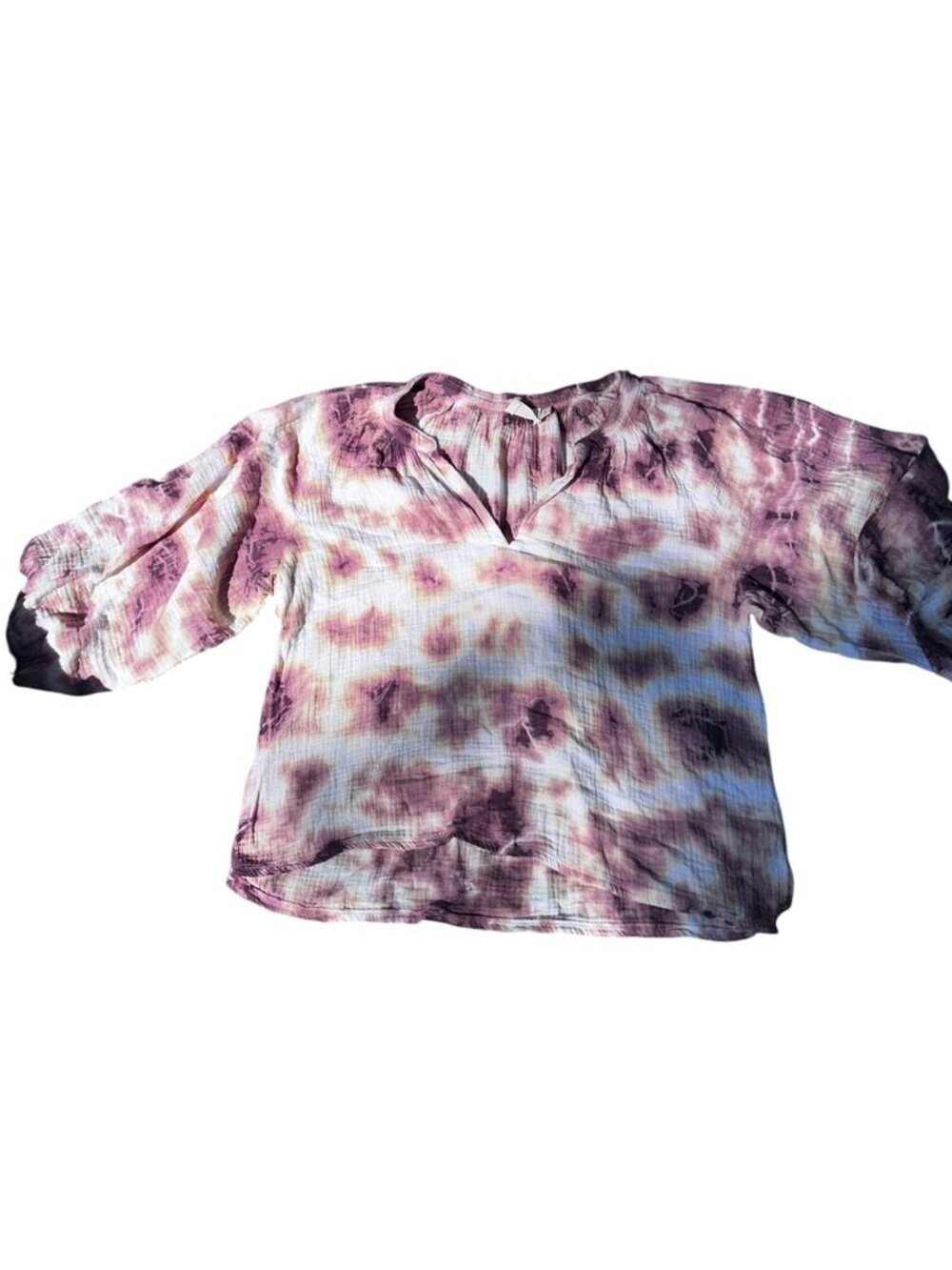 Nation burgundy Fall tie dye tunic top S